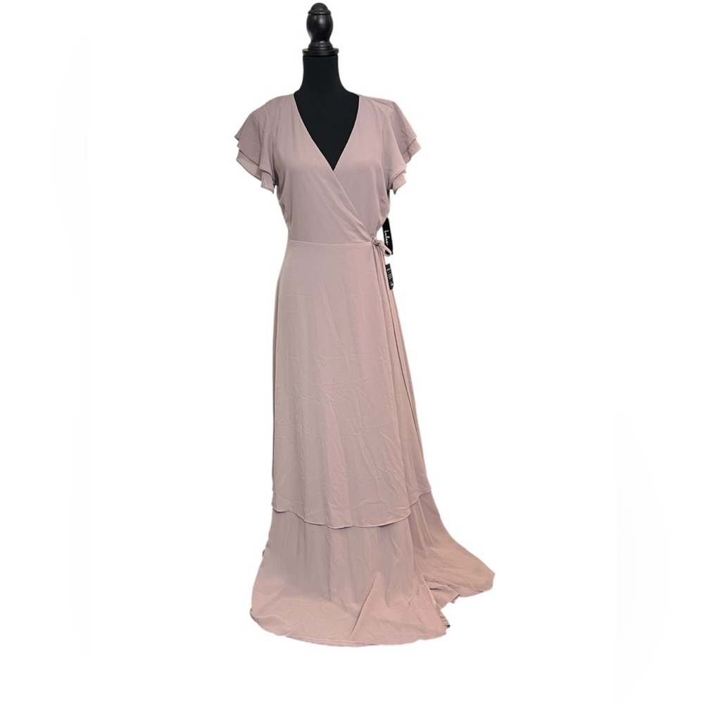 Lulus Beautiful Forever Grey Lavender Tiered Wrap Maxi Dress Size L